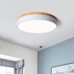 Yiisem Dimmable Wood LED Flush Mount Ceiling Light, 5CCT 2700K-6000K Modern Round Close to Ceiling Lighting Fixtures, Minimalist White Ceiling Lamp for Bedroom, Kitchen, Hallway, Laundry Room