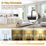 3-Way Dimmable Touch Control Table Lamp with 2 USB Ports and AC Power Outlet Modern Bedside Nightstand Lamp Fabric Shade and Metal Base for Guestroom Bedroom Living Room LED Bulb Included Warm White