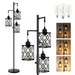 ROTTOGOON Dimmable Farmhouse Floor Lamp, Industrial Floor Lamp for Living Room with 3 X 6W LED Bulbs, 3 Light Rustic Standing Tall Lamp for Bedroom, Office, 68"