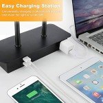 3-Way Dimmable Touch Control Table Lamp with 2 USB Ports and AC Power Outlet Modern Bedside Nightstand Lamp Fabric Shade and Metal Base for Guestroom Bedroom Living Room LED Bulb Included Warm White