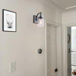 winsmart Black Wall Sconces Set of Two, Black Sconces Wall Lighting Fixtures with Clear Glass Indoor 1-Light Bathroom Wall Sconce for Bathroom Hallway Stairwell