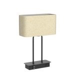 3-Way Dimmable Touch Control Table Lamp with 2 USB Ports and AC Power Outlet Modern Bedside Nightstand Lamp Fabric Shade and Metal Base for Guestroom Bedroom Living Room LED Bulb Included Warm White