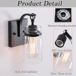winsmart Black Wall Sconces Set of Two, Black Sconces Wall Lighting Fixtures with Clear Glass Indoor 1-Light Bathroom Wall Sconce for Bathroom Hallway Stairwell