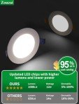 zouzai 12 Pack 6 Inch 5CCT Ultra-Thin LED Recessed Ceiling Light with Junction Box, 2700K/3000K/3500K/4000K/5000K Selectable, 12W Eqv 110W,Dimmable, led can Lights- ETL and Energy Star Certified