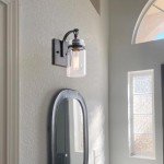 winsmart Black Wall Sconces Set of Two, Black Sconces Wall Lighting Fixtures with Clear Glass Indoor 1-Light Bathroom Wall Sconce for Bathroom Hallway Stairwell