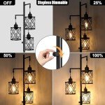 ROTTOGOON Dimmable Farmhouse Floor Lamp, Industrial Floor Lamp for Living Room with 3 X 6W LED Bulbs, 3 Light Rustic Standing Tall Lamp for Bedroom, Office, 68"