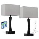 Bedside Lamps for Night Stands - 3 Way Dimmable Table Lamp for Bedroom with USB C+A Ports,Modern Bedside Lamps Set of 2, Touch Lamps for Nightstand Living Room Side Table End Tables(Bulbs Included)