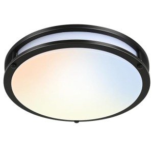 16 inch Dimmable LED Flush Mount Ceiling Light, Oil Rubbed Bronze, 36W, 2200LM, 2.7/3/3.5/4K/5K Adjustbale, 120°Light Angle, CRI80, Ceiling Lamp for Bedroom, Kitchen, Office, Garage, ETL Listed