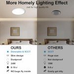 DINGLILIGHTING 6Pack LED Flush Mount Ceiling Light: 12 inch Super Slim Dimmable & 5CCT (2700-6000K) Kitchen Lighting Fixtures Ceiling - 24W White Low Profile Ceiling Lamp for Bedroom Garage Hallway