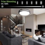 16 inch Dimmable LED Flush Mount Ceiling Light, Oil Rubbed Bronze, 36W, 2200LM, 2.7/3/3.5/4K/5K Adjustbale, 120°Light Angle, CRI80, Ceiling Lamp for Bedroom, Kitchen, Office, Garage, ETL Listed