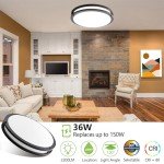 16 inch Dimmable LED Flush Mount Ceiling Light, Oil Rubbed Bronze, 36W, 2200LM, 2.7/3/3.5/4K/5K Adjustbale, 120°Light Angle, CRI80, Ceiling Lamp for Bedroom, Kitchen, Office, Garage, ETL Listed
