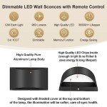 TRLIFE Modern LED Wall Sconces, Remote Control Dimmable and Adjustable Color Temperature 3000K~6000K Aluminum 12W Hardwired 120V AC Dimmable Wall Mounted Light for Bedroom Living Room(Black, 2 Pack)