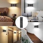 TRLIFE Modern LED Wall Sconces, Remote Control Dimmable and Adjustable Color Temperature 3000K~6000K Aluminum 12W Hardwired 120V AC Dimmable Wall Mounted Light for Bedroom Living Room(Black, 2 Pack)