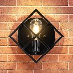 fengkeDU 1 Light Farmhouse Sconce - Black Square Metal Staircase Light, Industrial Rustic Mounted Lamp, Indoor Wall Lights for Living Room, Bathroom, Hallway, Foyer (E26 Base)