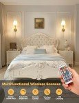 DORESshop Battery Operated Wall Sconce Set of 2, Wall Light Wireless Easy to Install Remote Control, Dimmable and Adjustable Sconces Wall Decor, Rechargeable Wall Lamp for Bedroom, Living Room, Gold
