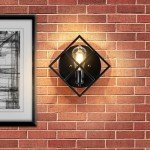 fengkeDU 1 Light Farmhouse Sconce - Black Square Metal Staircase Light, Industrial Rustic Mounted Lamp, Indoor Wall Lights for Living Room, Bathroom, Hallway, Foyer (E26 Base)