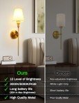 DORESshop Battery Operated Wall Sconce Set of 2, Wall Light Wireless Easy to Install Remote Control, Dimmable and Adjustable Sconces Wall Decor, Rechargeable Wall Lamp for Bedroom, Living Room, Gold