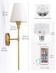 DORESshop Battery Operated Wall Sconce Set of 2, Wall Light Wireless Easy to Install Remote Control, Dimmable and Adjustable Sconces Wall Decor, Rechargeable Wall Lamp for Bedroom, Living Room, Gold