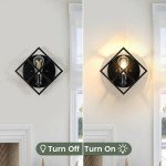 fengkeDU 1 Light Farmhouse Sconce - Black Square Metal Staircase Light, Industrial Rustic Mounted Lamp, Indoor Wall Lights for Living Room, Bathroom, Hallway, Foyer (E26 Base)