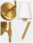 DORESshop Battery Operated Wall Sconce Set of 2, Wall Light Wireless Easy to Install Remote Control, Dimmable and Adjustable Sconces Wall Decor, Rechargeable Wall Lamp for Bedroom, Living Room, Gold