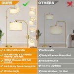 【Upgraded】 Dimmable Gold Floor Lamp, 1200 Lumens LED Bulb Included, Arc Floor Lamps for Living Room Modern Standing Lamp with Linen Shade, Tall Lamp for Living Room Bedroom Office Reading Room Nursery