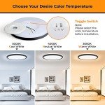 Matane 6Pack 12 inch LED Flush Mount Ceiling Light, 24W Ceiling Light Fixture 3000K/4000K/5000K Selectable, Low Profile Ceiling Lights for Bedroom, Living Room, Laundry, Black