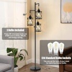 ROTTOGOON Dimmable Farmhouse Floor Lamp, Industrial Floor Lamp for Living Room with 3 X 6W LED Bulbs, 3 Light Rustic Standing Tall Lamp for Bedroom, Office, 68"