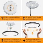 Matane 6Pack 12 inch LED Flush Mount Ceiling Light, 24W Ceiling Light Fixture 3000K/4000K/5000K Selectable, Low Profile Ceiling Lights for Bedroom, Living Room, Laundry, Black