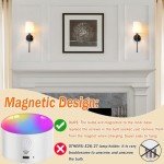 Battery Operated Wall Sconce Set Of Two with Remote Control, Indoor Not Hardwired Dimmable Battery Operated Wall Sconce Light Fixture with Fabric Linen Shade For Bedroom Living Room, Bulb Included ( C