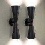 Modern Black Wall Sconces Set of 2 Up and Down Indoor Wall Sconces Mid Century Indoor Wall Light Fixture Hardwired Wall Mounted Lamp for Living Room Bathroom Bedroom Hallway 13 Inch