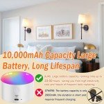 Battery Operated Wall Sconce Set Of Two with Remote Control, Indoor Not Hardwired Dimmable Battery Operated Wall Sconce Light Fixture with Fabric Linen Shade For Bedroom Living Room, Bulb Included ( C