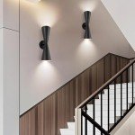 Modern Black Wall Sconces Set of 2 Up and Down Indoor Wall Sconces Mid Century Indoor Wall Light Fixture Hardwired Wall Mounted Lamp for Living Room Bathroom Bedroom Hallway 13 Inch