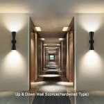 Modern Black Wall Sconces Set of 2 Up and Down Indoor Wall Sconces Mid Century Indoor Wall Light Fixture Hardwired Wall Mounted Lamp for Living Room Bathroom Bedroom Hallway 13 Inch
