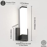 7Degobii Dimmable Wall Lights for Bedroom Modern Black Indoor LED Hallway Sconces Corner Light 12" Inch Height 12W 4000K Bedside Stair Sconces Wall Lighting Lamps 110V AC.