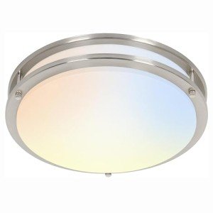 hykolity 16 inch Dimmable LED Flush Mount Ceiling Light Fixture, Brushed Nickel, 36W, 2200LM, 2.7/3/3.5/4K/5K Adjustbale, 120°Light Angle, CRI80, Ceiling Lamp for Bedroom, Kitchen, Office, ETL Listed