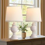 PARTPHONER Retro Table Lamps Set of 2, Bedside Lamp for Bedroom Rustic Farmhouse Table Lamps for Living Room, Vintage Nightstand Lamps with White Shades, White