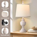 PARTPHONER Retro Table Lamps Set of 2, Bedside Lamp for Bedroom Rustic Farmhouse Table Lamps for Living Room, Vintage Nightstand Lamps with White Shades, White