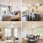 DLLT Flush Mount Ceiling Light: Modern 3-Light Brushed Nickel Kitchen Light Fixture - Drum Lighting Fixture for Dining Room - Silver Bedroom Ceiling Lamp with Double Shade
