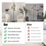 ROTTOGOON Dimmable Farmhouse Floor Lamp, Industrial Floor Lamp for Living Room with 3 X 6W LED Bulbs, 3 Light Rustic Standing Tall Lamp for Bedroom, Office, 68"