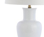 JONATHAN Y JYL4026A Julian 29" Ceramic LED Table Lamp Traditional Transitional Bedside Desk Nightstand Lamp for Bedroom Living Room Office College Bookcase LED Bulb Included, White/Gold