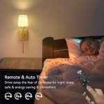 iThird Battery-Operated Wall Sconces Set of 2: 6000mAh Rechargeable Wall Lights with Remote Control, Wireless Battery Powered Wall Lamp Wall Scone for Living Room Bedroom Hallway Bathroom (Gold)