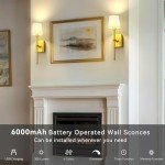 iThird Battery-Operated Wall Sconces Set of 2: 6000mAh Rechargeable Wall Lights with Remote Control, Wireless Battery Powered Wall Lamp Wall Scone for Living Room Bedroom Hallway Bathroom (Gold)