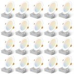 Amico 20 Pack 6 Inch 5CCT Ultra-Thin LED Recessed Ceiling Light with Junction Box, 2700K/3000K/4000K/5000K/6000K Selectable, 12W Eqv 110W, Dimmable Can-Killer Downlight, 1050LM High Brightness