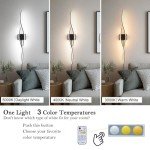 Daunton Modern Plug in Wall Sconces Set of Two, RC Dimmable LED Plug in Wall Light, Black Sconce Wall Lighting for Living Room, Hallway, Bedroom
