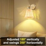 Frideko Rattan Rechargeable Battery Operated Wall Sconces Set of Two with Remote, 3 Colors Dimmable Wireless Wall Light, 5200mAh Indoor Wall Lamp with 4 Timer, Boho Sconces Wall Lighting for Bedroom
