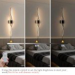 Daunton Modern Plug in Wall Sconces Set of Two, RC Dimmable LED Plug in Wall Light, Black Sconce Wall Lighting for Living Room, Hallway, Bedroom