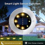 12 Pack 8LED Solar Garden Lights Outdoor Waterproof Sidewalk Disk Bright In-Ground Landscape Lighting for Lawn Patio Pathway Yard Steps Deck Walkway (Warm White) (12 Packs)