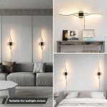 Daunton Modern Plug in Wall Sconces Set of Two, RC Dimmable LED Plug in Wall Light, Black Sconce Wall Lighting for Living Room, Hallway, Bedroom