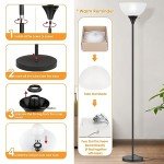 Coucrek Floor Lamp, LED Standing Lamps with White Plastic Shade, Black Modern Torchiere Floor Lamp, Tall Lamps for Living Room Dorm, Bulb not Included