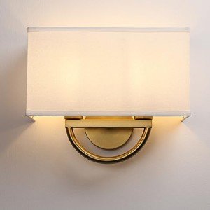JIMUBEAM Industrial 2-Lights Wall Sconce Fixtures with White Textile Shade, Vintage Double Head Wall Light Lamps Decor for Hallway Bedroom Living Room Bathroom Corridor